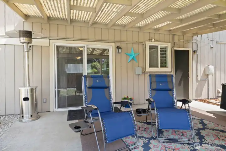 Relax with your favorite beverage & watch the sunset or listen to the rain fall on your covered patio