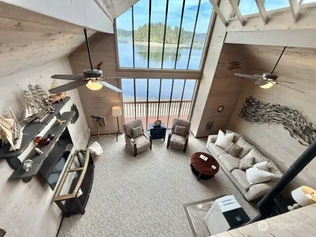 View of living room from the loft.