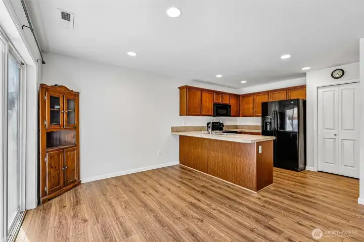 Dining room space and kitchen