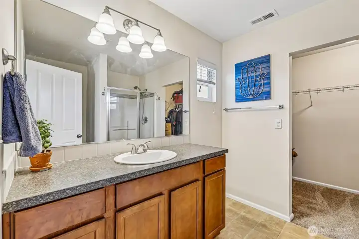 Primary Bathroom with walk in closet