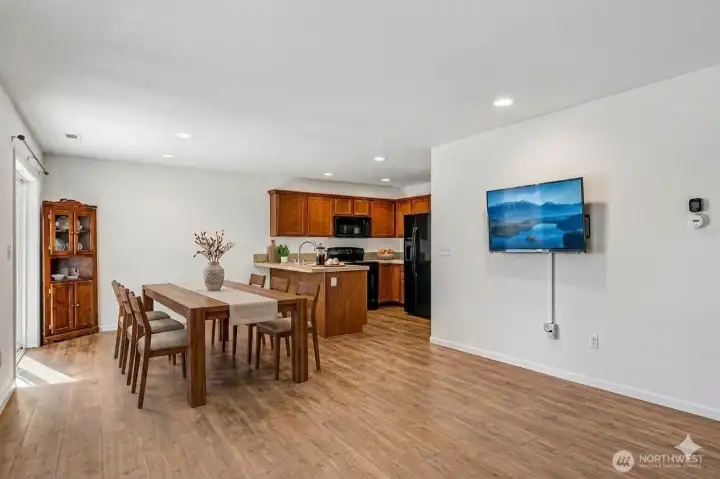 AI generated virtual staged view of what the dining room could look like