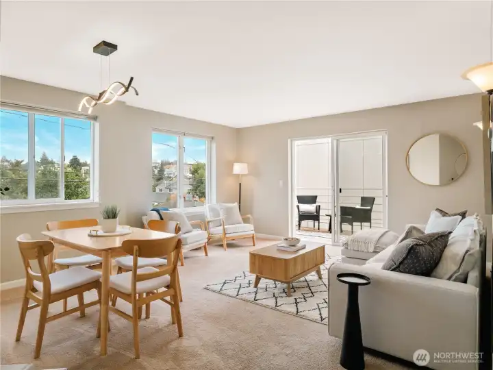 Welcome Home to Roosevelt Court. Enjoy a light-filled living and dining space with multiple windows, balcony access, and a versatile layout that offers both comfort and functionality. Welcome Home to Roosevelt Court. Enjoy a light-filled living and dining space with multiple windows, balcony access, and a versatile layout that offers both comfort and functionality.
