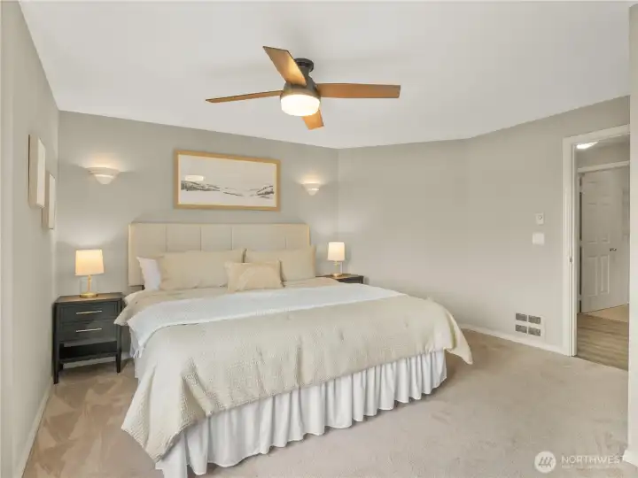 Enjoy a comfortable primary retreat with expansive floor space and neutral finishes. Enjoy a comfortable primary retreat with expansive floor space and neutral finishes.