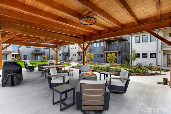 Community Pavilion with BBQ & fire pit