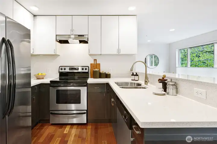 Brazilian hardwoods & a freshly painted interior reflect abundant natural light year round.