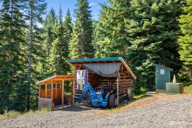 Nice shed for tractor parking, snowmobile parking, etc. The 2nd smaller shed houses fuel for your recreational toys!