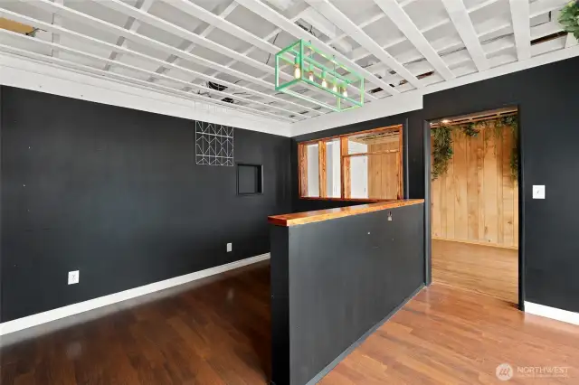 Front business room. Updated walls, ceilings, hardwood floors.