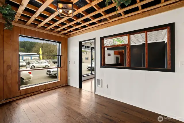 Front room off Tower business, designed ceilings.