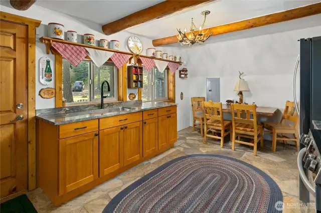 Spacious kitchen and dining room.