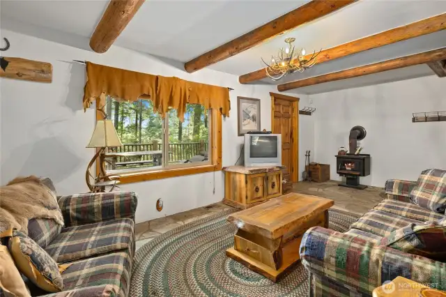 The living room has plenty of space for everyone.