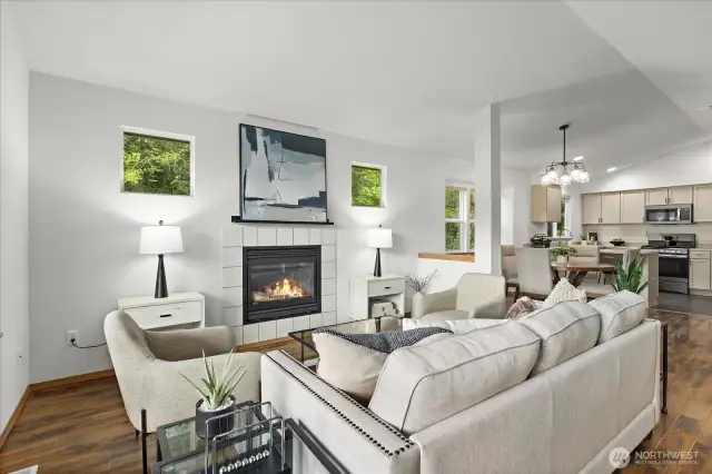 Gas fireplace in the living room.