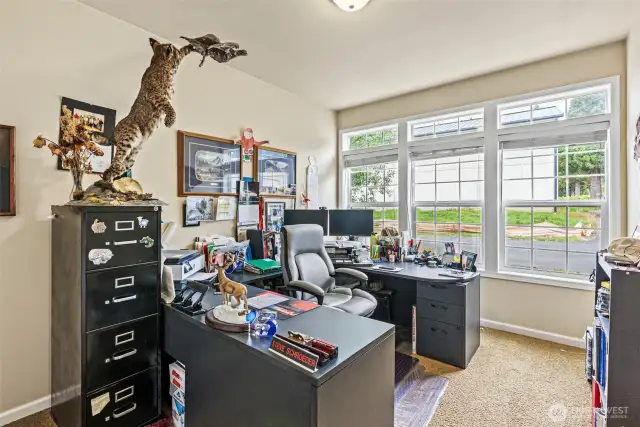 Large office space (or BR 3) overlooking the pond, is efficiently located near front entrance should you have the need to host clients.