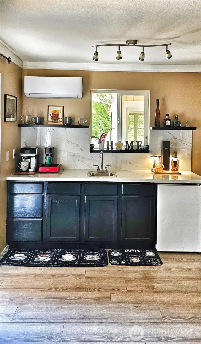 Wet Bar = Coffee and Adult Beverages!