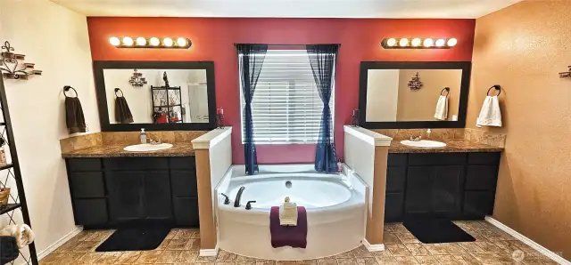 Primary Bedroom Suite #1 Bathroom double sinks and soaking tub