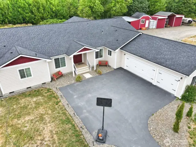 Pass through garage to connect to the outbuildings