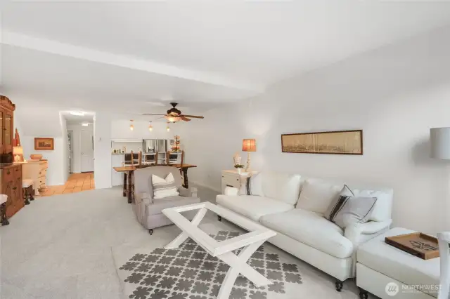 Great room with looking back dining area.