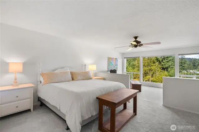 Large Primary bedroom,  with walk-in closet and magnificat view from setting area.