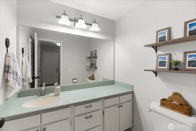 Full bath with tub and shower upstairs.
