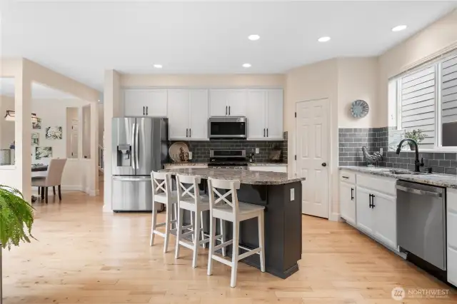 Another view of the gourmet kitchen from the living room.