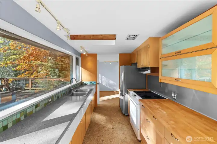 Kitchen with concrete and butcherblock