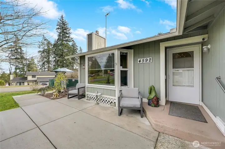 Another view of the beautiful front patio.