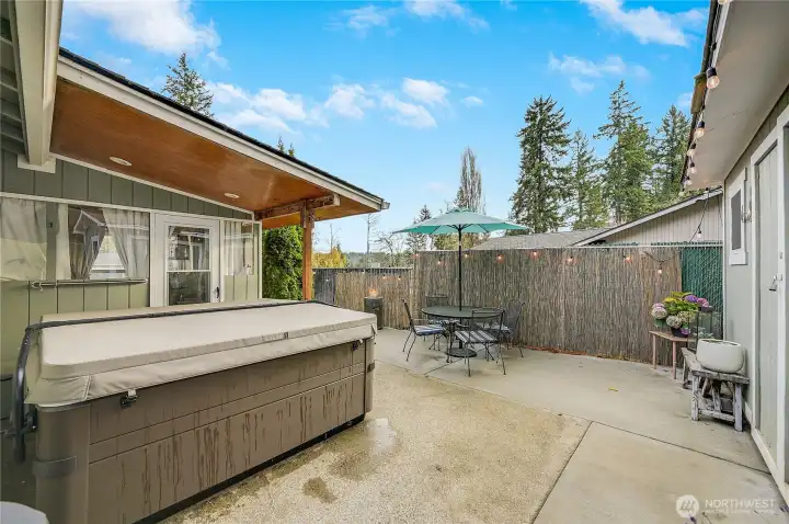 You will be spending a lot of time in the secluded hot tub courtyard.