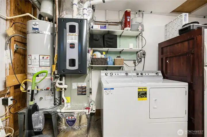 The new furnace, hot water tank and commercial grade Speed Queen washer and dryer will provide years of maintenance free living.