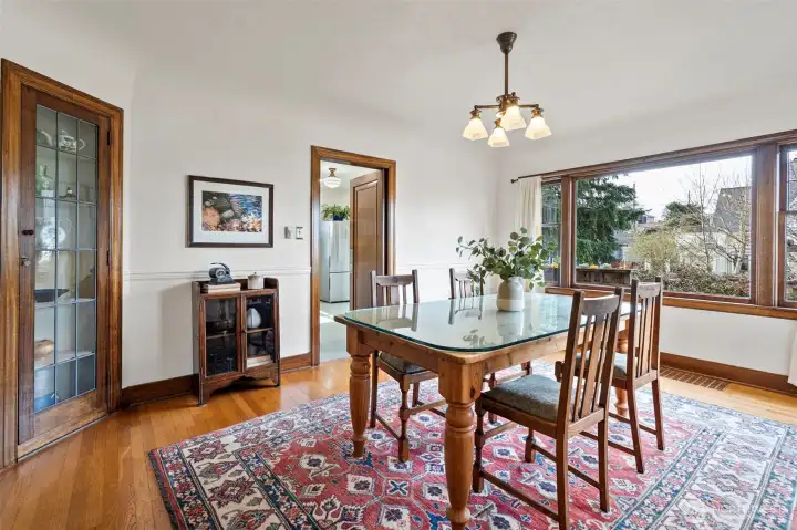 Off of the Dining room is the kitchen - doorway is on the left.