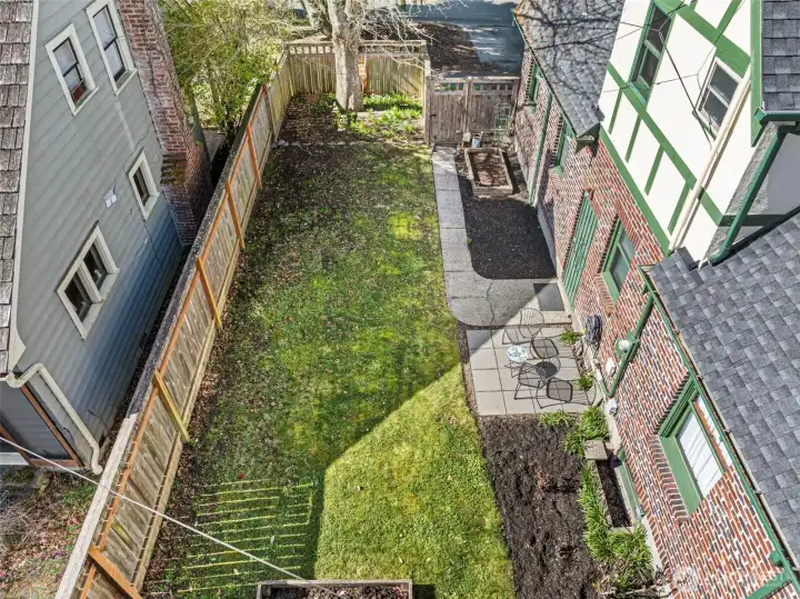 Additional hardscape and raised bed for a "kitchen garden" should you choose.