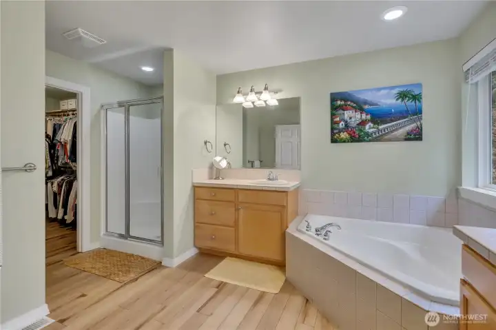 Primary Bath wtih walk in closet.