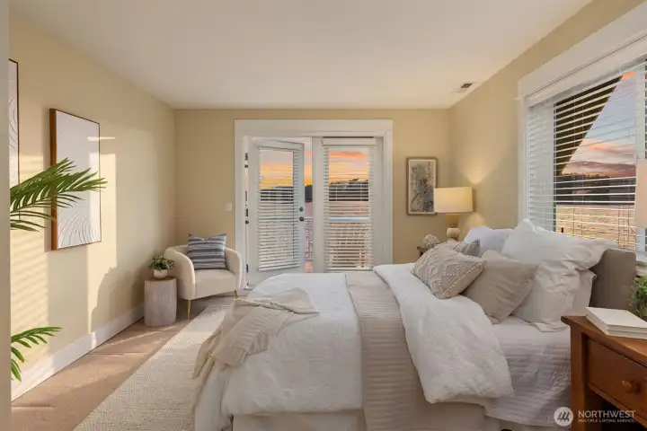 The third bedroom is equally spacious and includes its own separate balcony and bathroom.