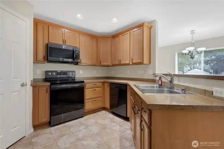 Kitchen with great cabinet and counter space.