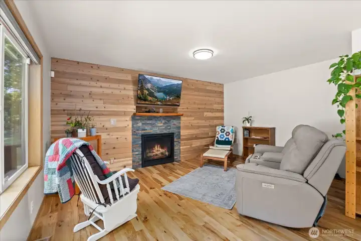 Propane fireplace in family room