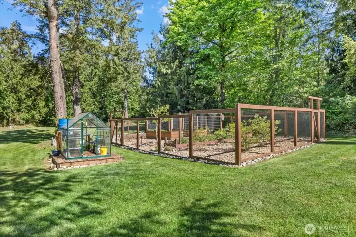Fenced in garden space to keep the deer at bay.