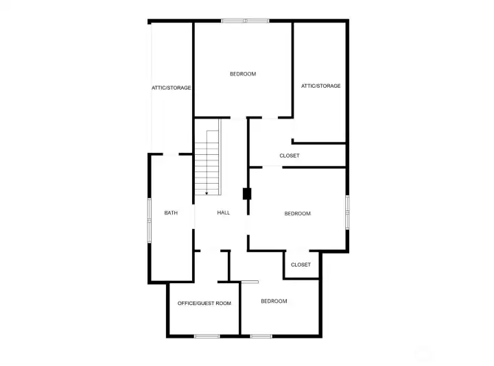 Upstairs Floor Plan - Lots of Attic Storage