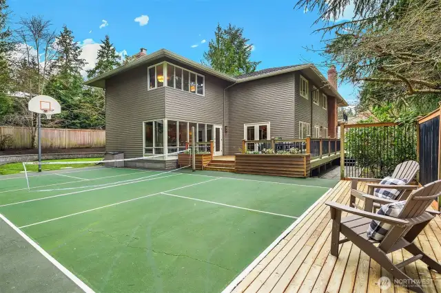 Have fun & keep fit in your own lighted full-sized sport court, resurfaced in 2024.