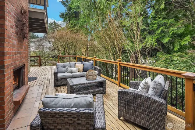 Mature landscaping forms a private backdrop.