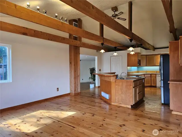 From the Dining Area looking at the Big Kitchen with Walk-in Pantry