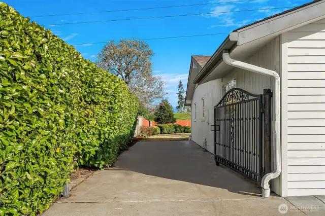 Poured concrete side yard for RV or boat parking
