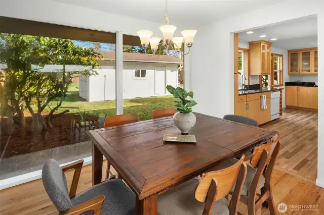 Dining room with big windows