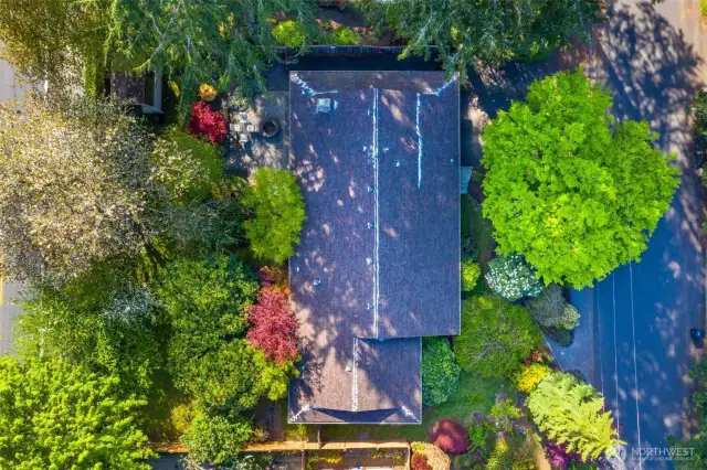 This lovely home sits on 0.29 acre--look at the variety of landscaping! Roof was installed in 2018.