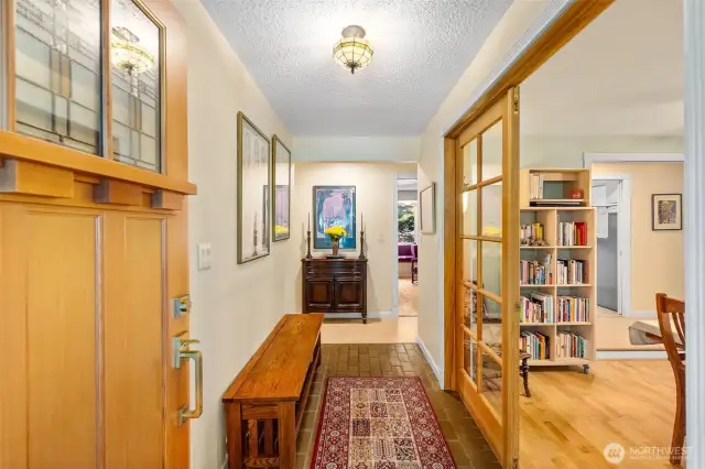 View from front door into entrway. Dining room is to the right.