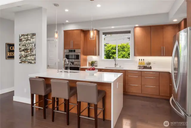 Fantastic storage and counter space along with 2 separate sinks.