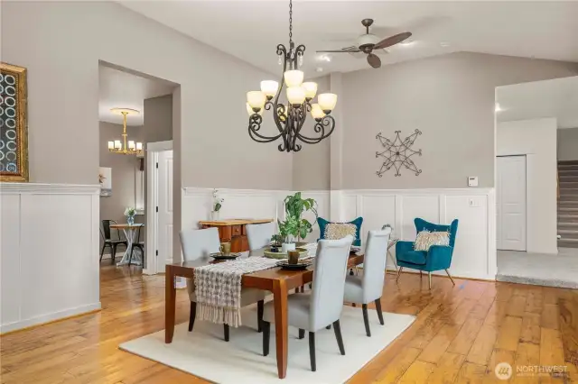 Thoughtfully placed ceiling fans circulate fresh air throughout the home.