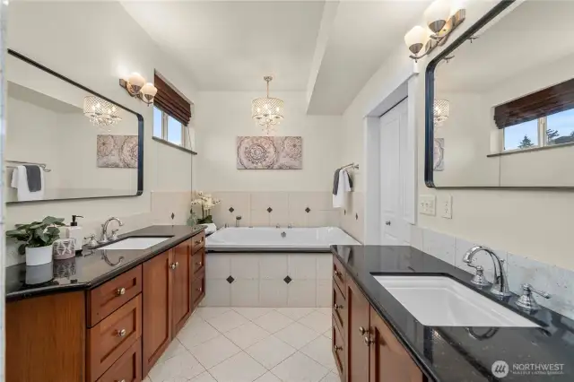 Separate vanities and large mirrors!