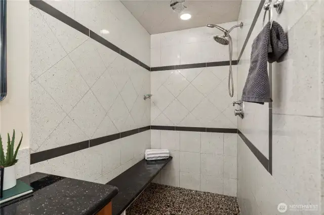 Amazing primary   en-suite with oversized tub and walk in shower.