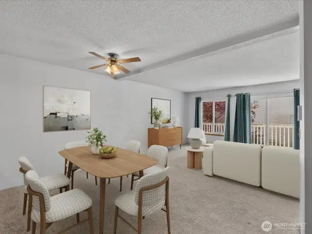 The layout flows effortlessly into the kitchen, creating a welcoming space for both everyday living and entertaining.