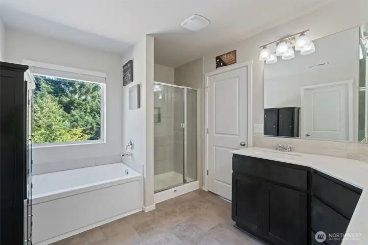 walk in shower and soaking tub