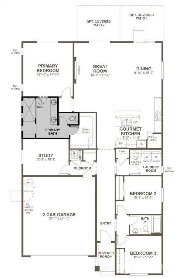 Floorplan with Option 2 ext. covered patio