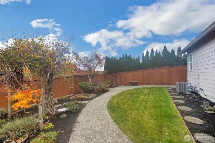 A beautifully landscaped yard.